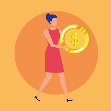 sikke para karakteri ile genç kadın