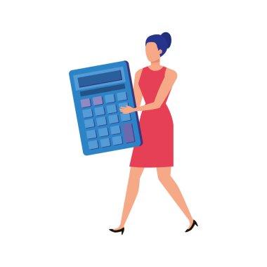 hesap makinesi matematik karakteri ile genç kadın