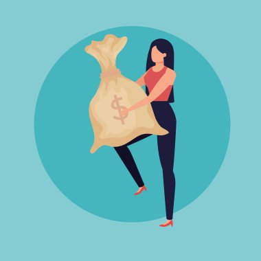 para çantası karakteri ile genç kadın