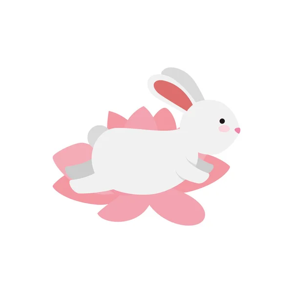 Roztomilý a malý králík v Lotus Flower — Stockový vektor