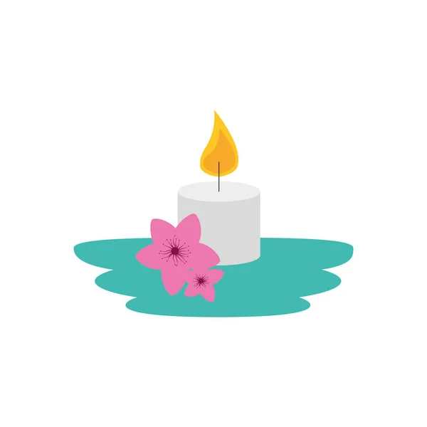 Vela de parafina con jardín de flores — Vector de stock