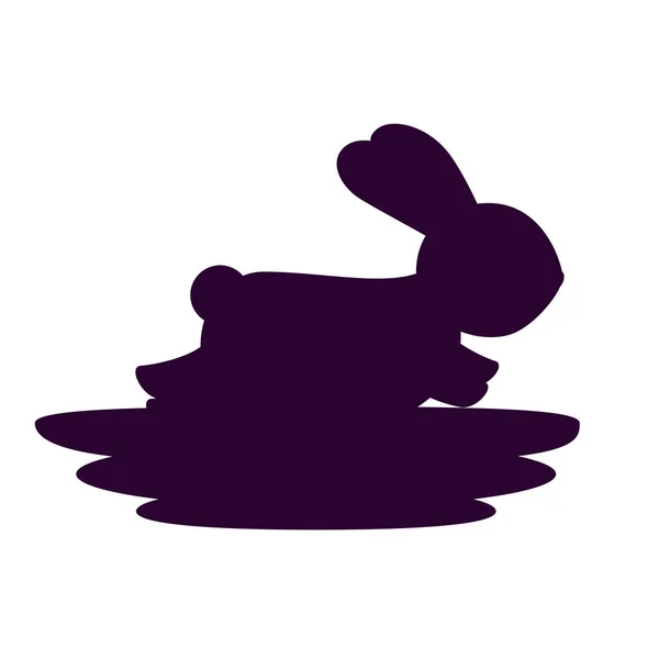 Mignonne et petite silhouette de lapin — Image vectorielle