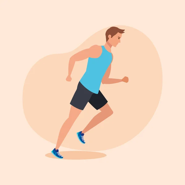 Fitness man running to practice sport — Stock Vector