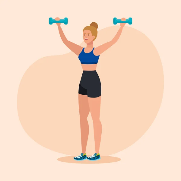 Fitness met dumbbells voor gezonde lichaamsbeweging — Stockvector