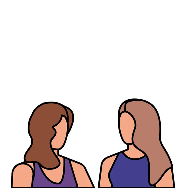 Personajes de mujeres hermosas y jóvenes — Vector de stock