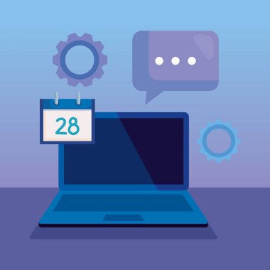 takvim ve sohbet balonu ile dizüstü bilgisayar teknolojisi