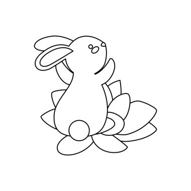 lotus çiçek karakteri sevimli ve küçük tavşan