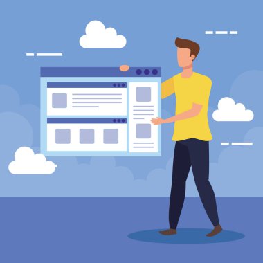 web sitesi raporu bilgi ve bulutlar ile adam