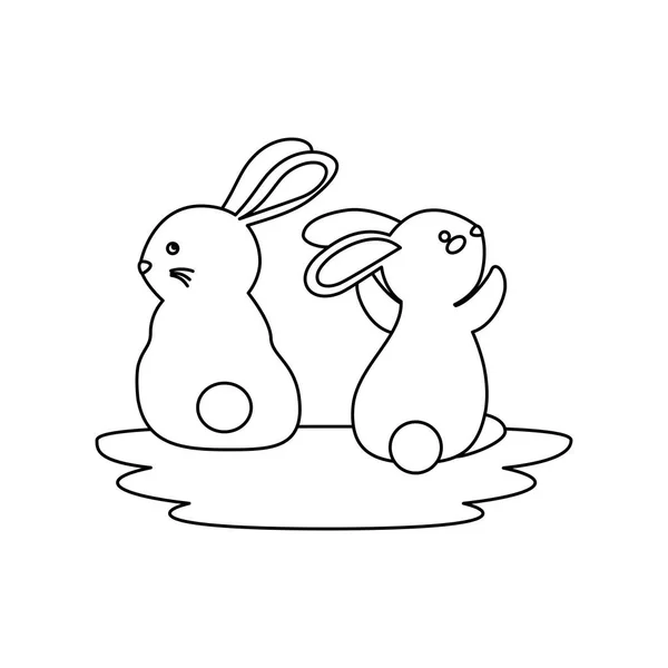 Roztomilý a malé králíky pár znaků — Stockový vektor