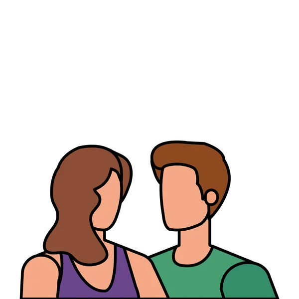 Young lovers couple avatars characters — Stock Vector