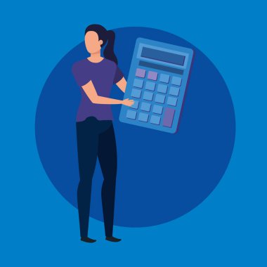 hesap makinesi matematik karakteri ile genç kadın