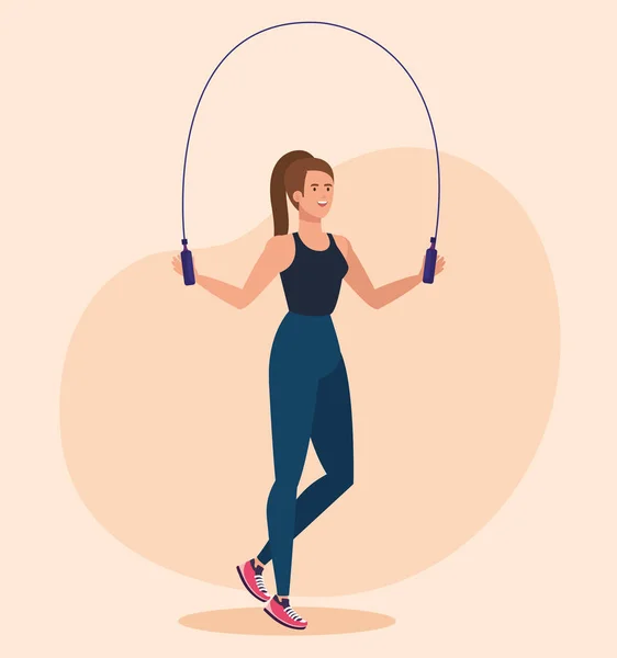 Fitness saltar la cuerda a la actividad saludable — Vector de stock