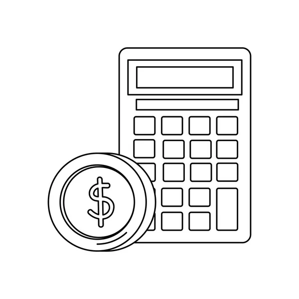 Munten geld dollars met Calculator — Stockvector