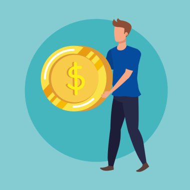 sikke para ile genç ve rahat adam