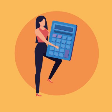 hesap makinesi matematik karakteri ile genç kadın