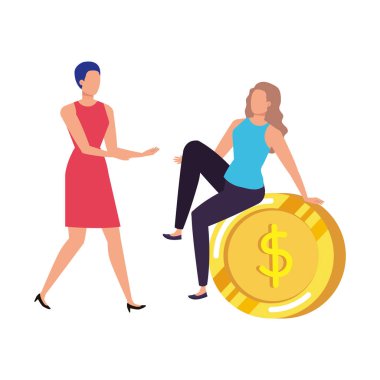 sikke para avatarları karakterleri ile genç çift