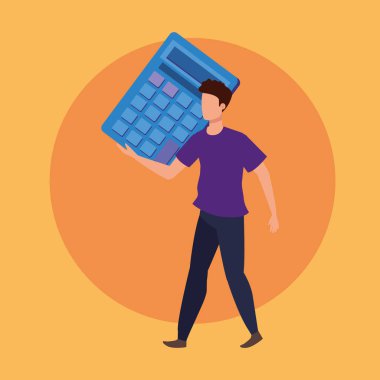 hesap makinesi matematik karakteri ile genç adam