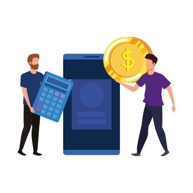 akıllı telefon karakterleri ile genç erkekler