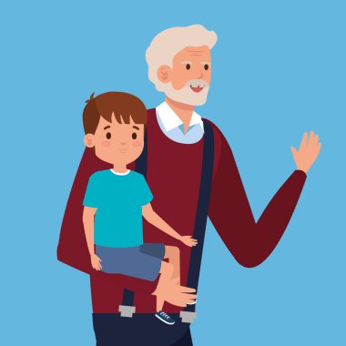 saç modeli ile sevimli dedesi ve erkek çocuk