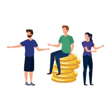 sikke para dolar karakterleri ile insanların grup