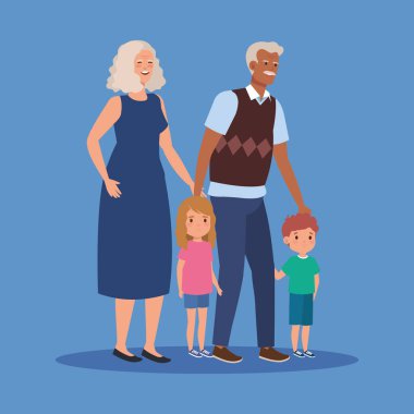 kız ve erkek çocukları ile büyükanne ve büyükbaba