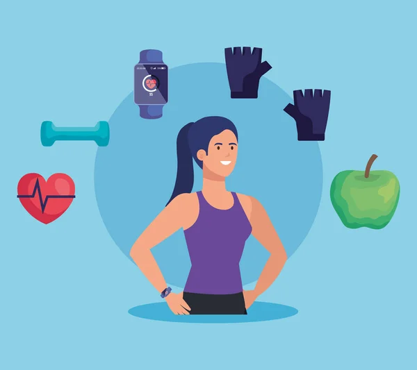 Fitness kobieta z aktywnością zdrowego stylu życia — Wektor stockowy
