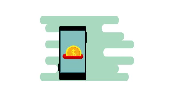 Finanser och ekonomi online med smartphone — Stockvideo