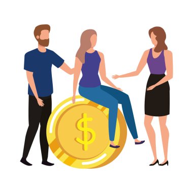 sikke para dolar karakterleri ile insanların grup