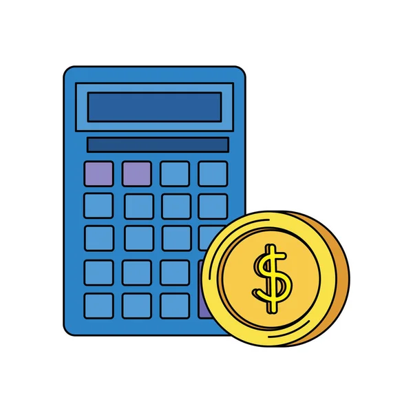 Érmék pénzt dollárt számológép — Stock Vector