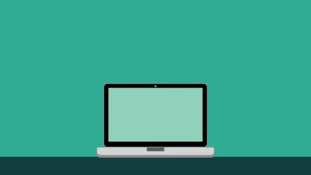 Finanzas y economía en línea con el ordenador portátil — Vídeo de stock