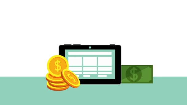 Finanze ed economia online con tablet — Video Stock