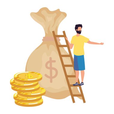 para çantası karakteri ile genç adam