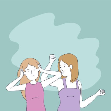 genç kızlar kulaklık ve oyuncu ile müzik dinlemek