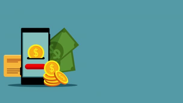 Financiën en economie online met smartphone — Stockvideo