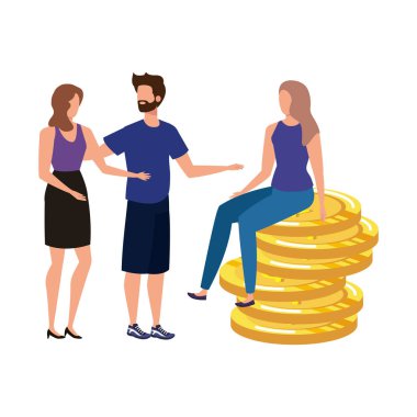 sikke para dolar karakterleri ile insanların grup