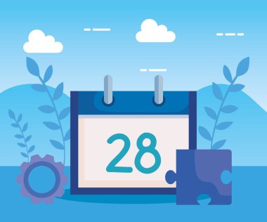 dişli ve dalları bitkiler ile bulmaca ile takvim