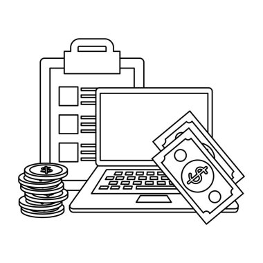 kontrol listesi ve dizüstü bilgisayar ile para dolar