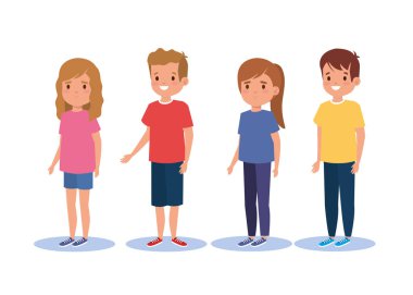 saç modeli ile sevimli kız ve erkek çocuk seti