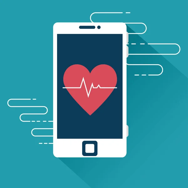 Smartphone technologie met heartbet voor een gezonde levensstijl — Stockvector