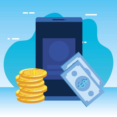 para ve akıllı telefon ile para dolar faturaları