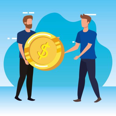 sikke dolar karakterleri ile genç erkekler