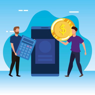 akıllı telefon karakterleri ile genç erkekler