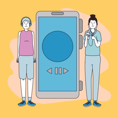 genç çift arkadaşlar akıllı telefon ile müzik dinlemek