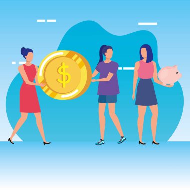 sikke dolar karakterleri ile genç kadınlar