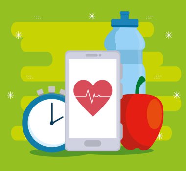 kalp atışı ile su şişesi ve akıllı telefon teknolojisi