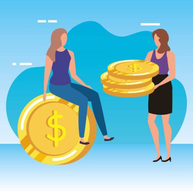 sikke dolar karakterleri ile genç kadınlar