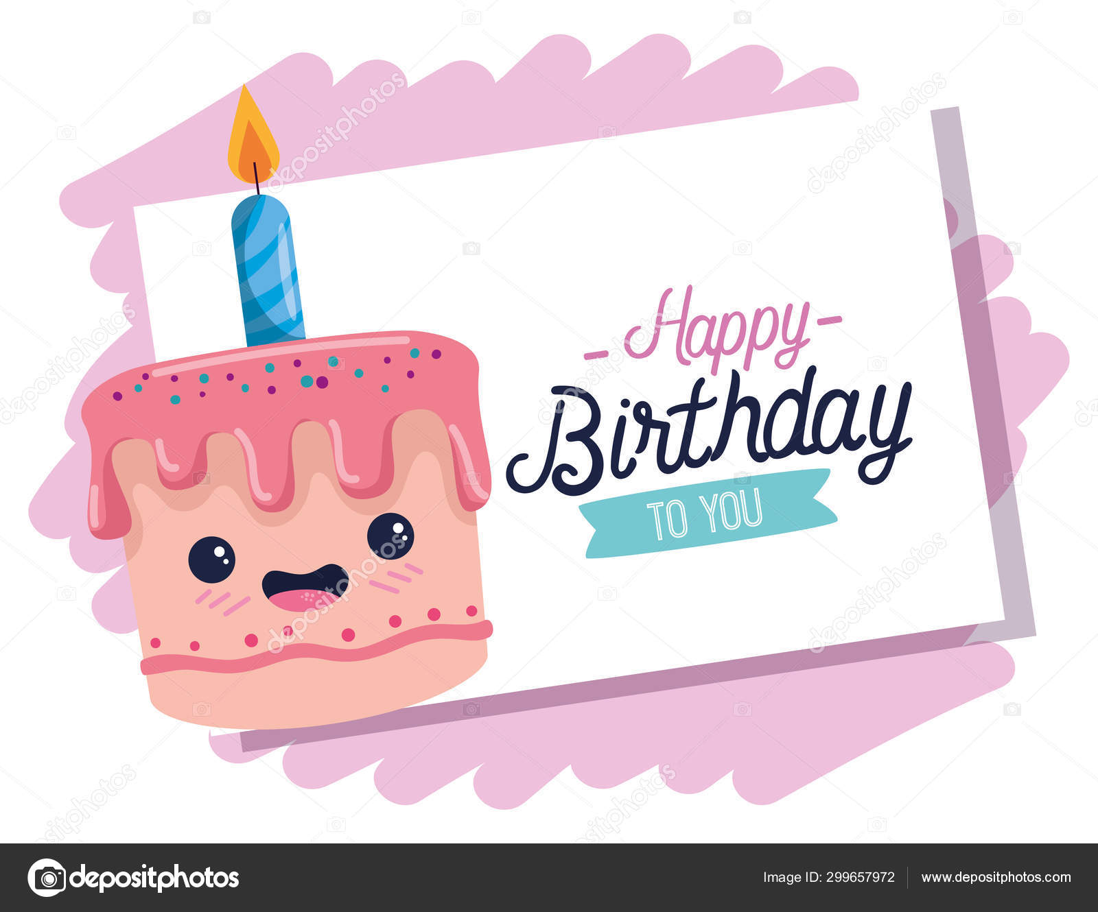 Letter With Sweet Cake Kawaii And Candle Stock Vector Image By C Yupiramos