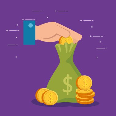 nakit para kazanmak için sikke ve çanta ile el