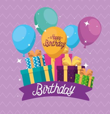 mevcut hediyeler ve kurdele dekorasyonu ile balon tasarımı