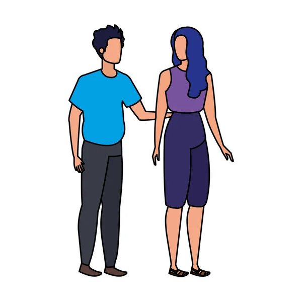 Jeunes amants couple avatars personnages — Image vectorielle